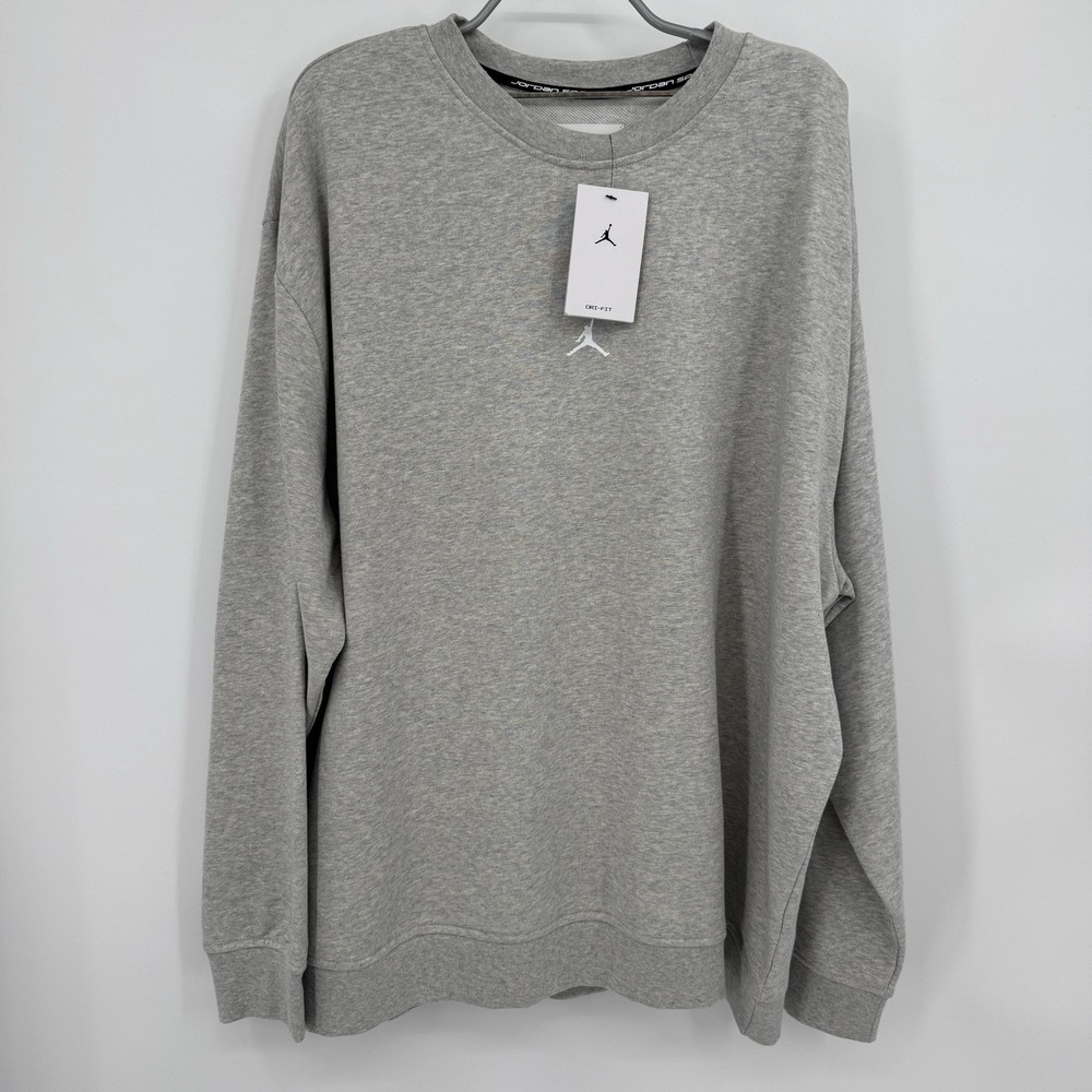 Jordan Mens Dri-FIT Crew Neck Pullover Sweatshirt Heather Grey XXL FV8624-050